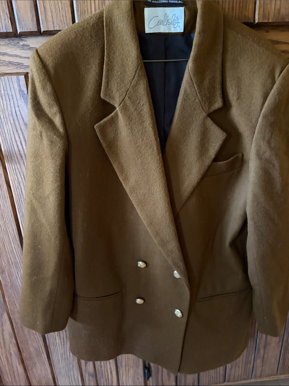 Women's Double-Breasted Brown Wool Blazer Size 11/12. Carlisle
